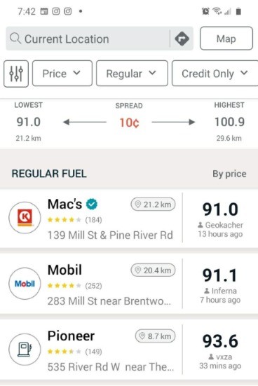 Money saving app for Canadians gas buddy