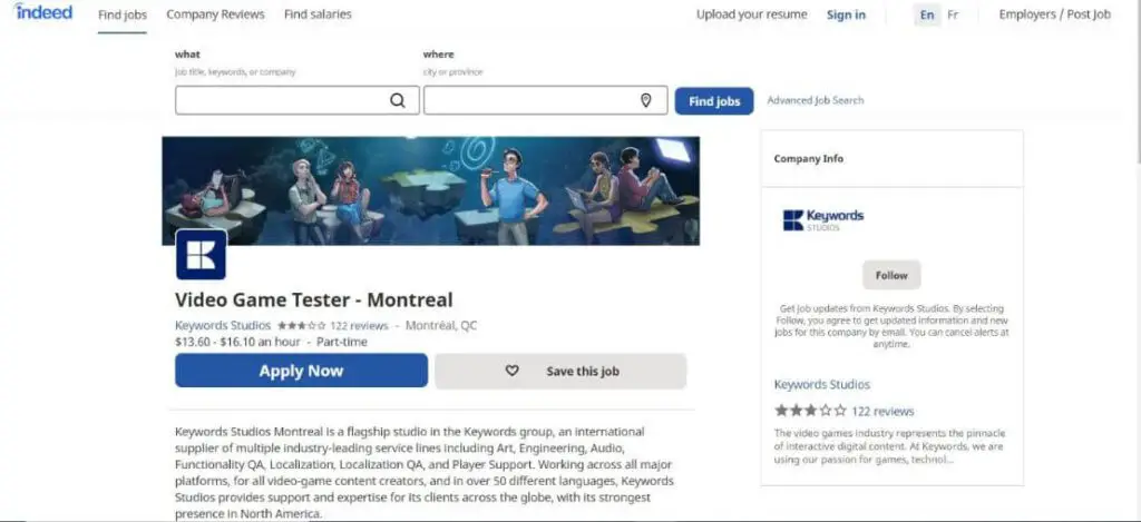 Video game tester job on indeed