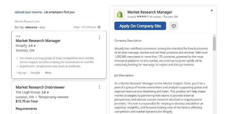 Market research work from job posting that involve no pone calls