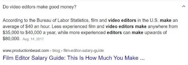 video editors income