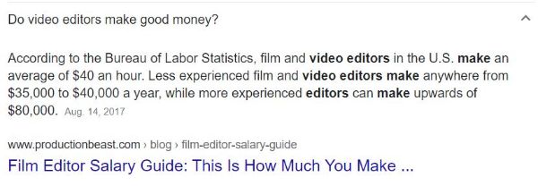 video editors income