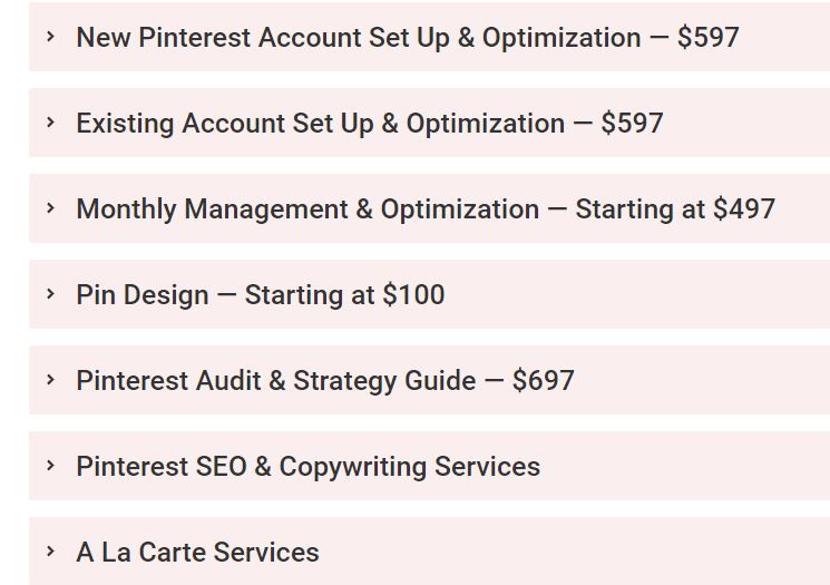 Pinterest virtual assitant fees example