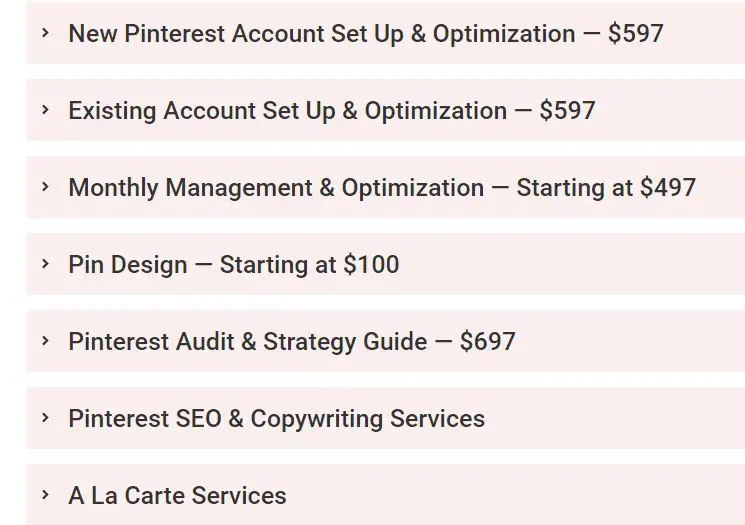 Pinterest virtual assitant fees example