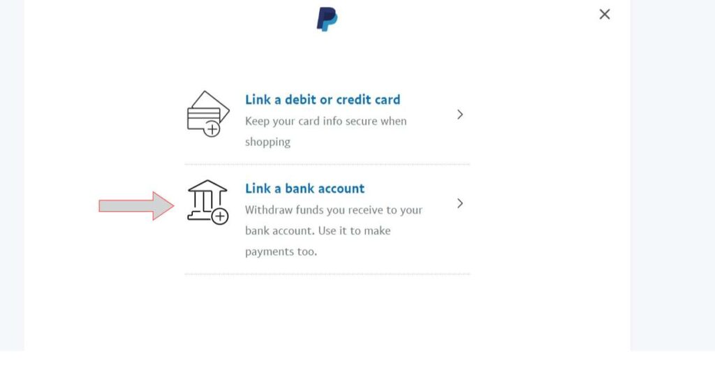 steps 2 to link a bank account in paypal