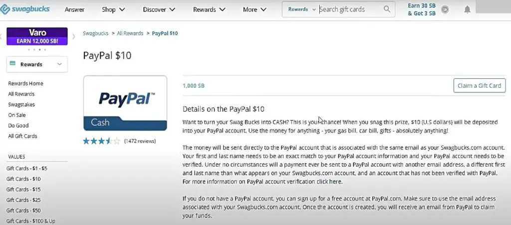 swagbucks to paypal instructions cash out